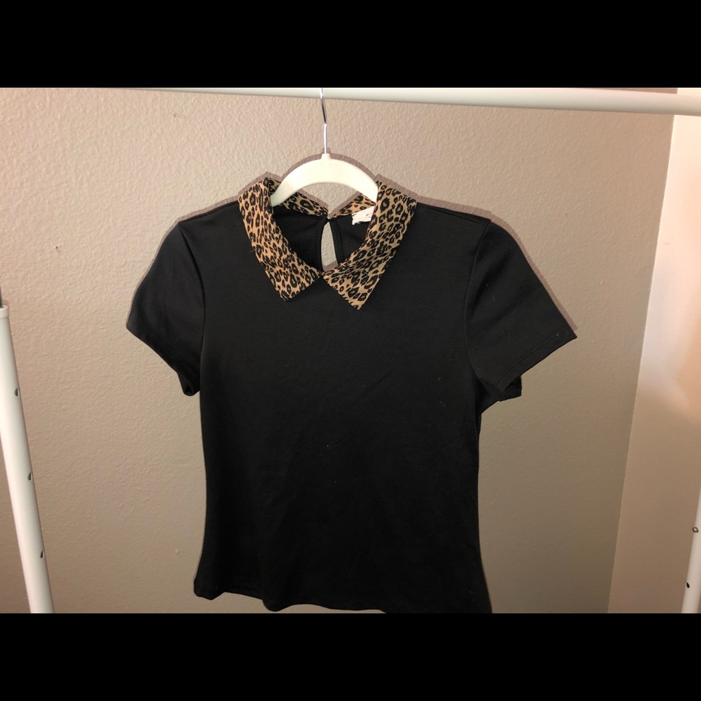 cheetah print collared shirt